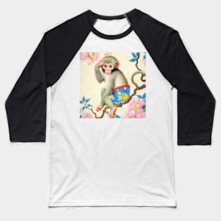 Chinoiserie monkey on magnolia tree Baseball T-Shirt